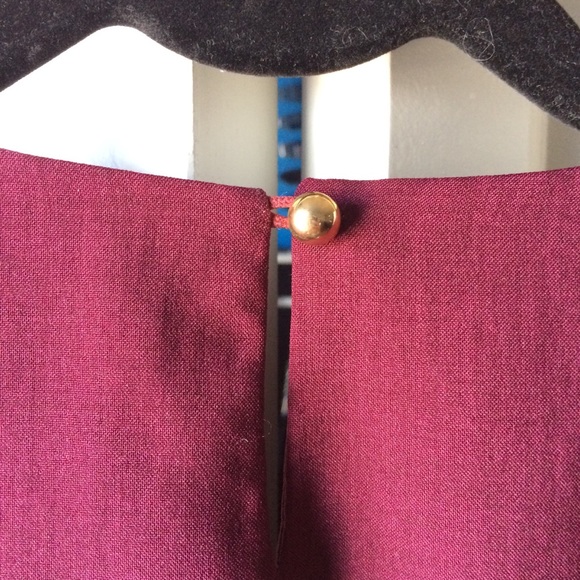 ⭐️Wine Red Boxy Top with Braided Tweed Fringe Trim - Picture 8 of 8
